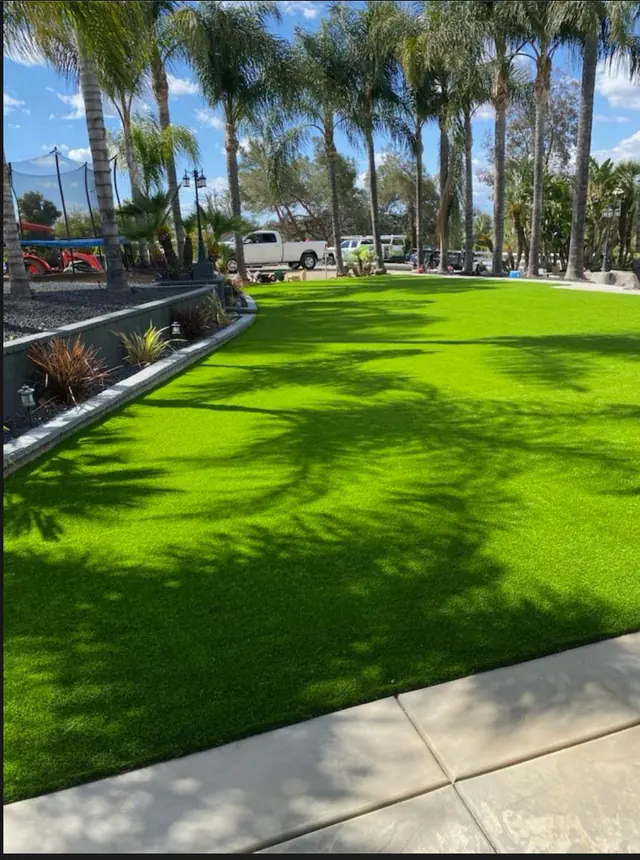 Artificial grass back yard in Perris, CA