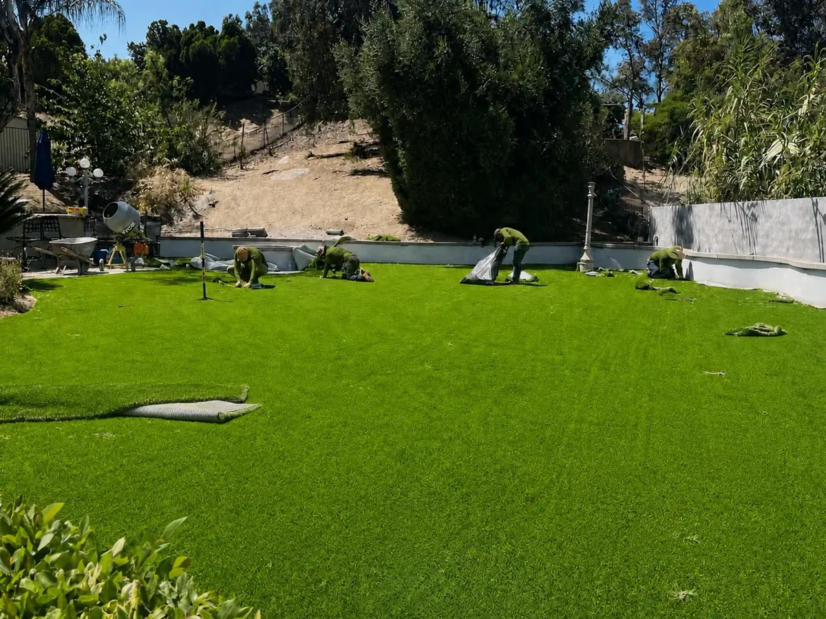 Millenium crew building a landscape at a property in Perris, CA