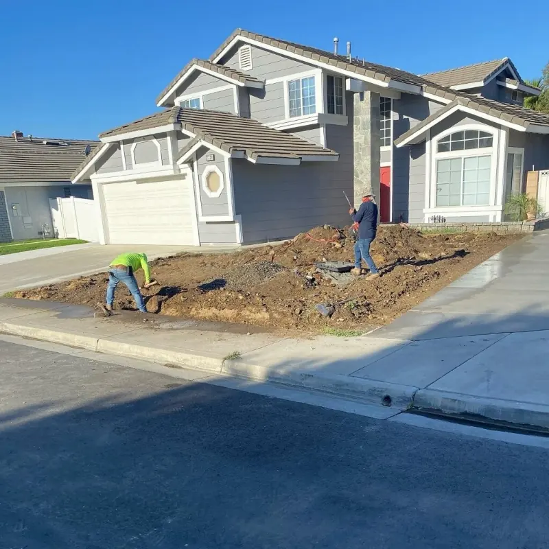 Crew renovating a yard in Perris, CA