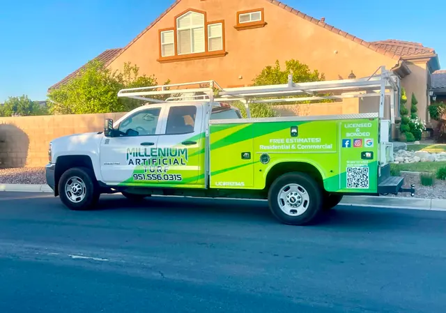 Millenium Artificial Turf service truck in Perris, CA