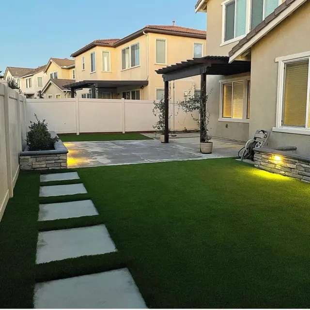 Side yard turf with lighting in Perris, CA